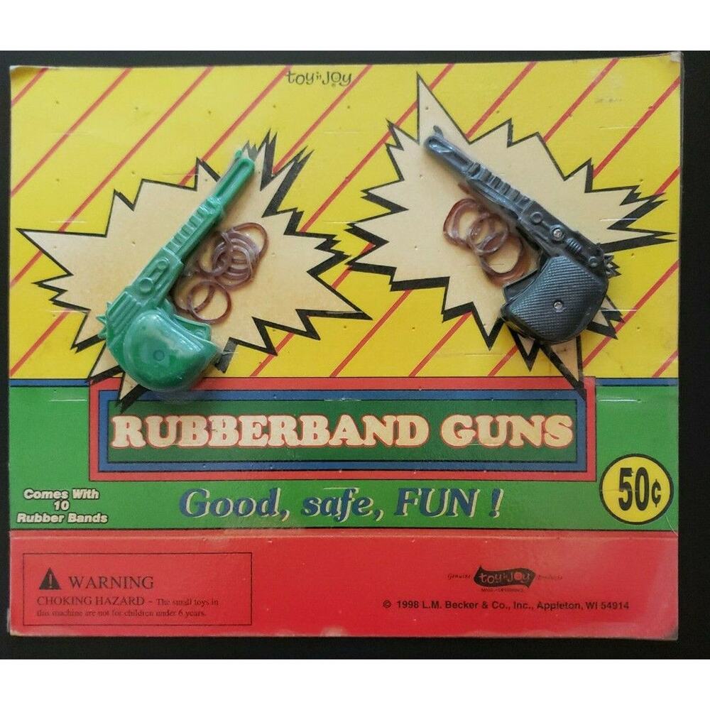 Vintage Rubberband Guns Gumball Vending Machine Charms Header Display Card #333